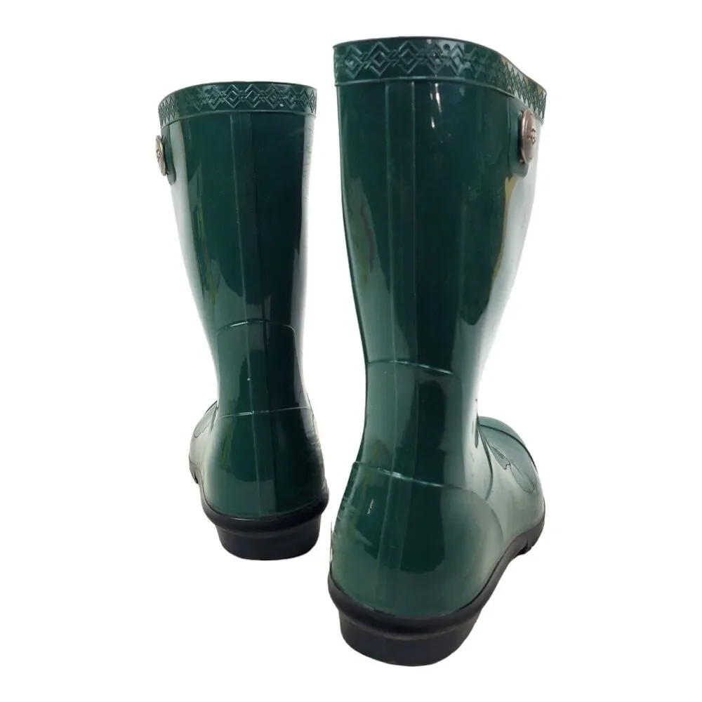 UGG Australia Boots SIENNA Womens Size 8 Green WATERPROOF Rain Rubber Outdoor